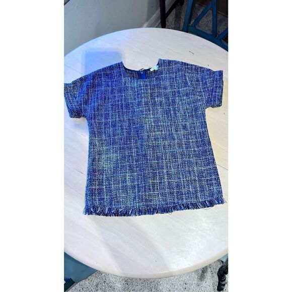 JADE MELODY TAM TWEED BLUE BLOUSE WOMENS SIZE S - Picture 2 of 9